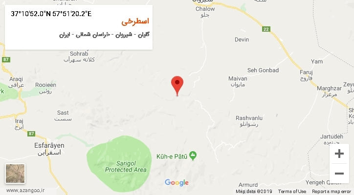 روستای اسطرخی بر روی نقشه