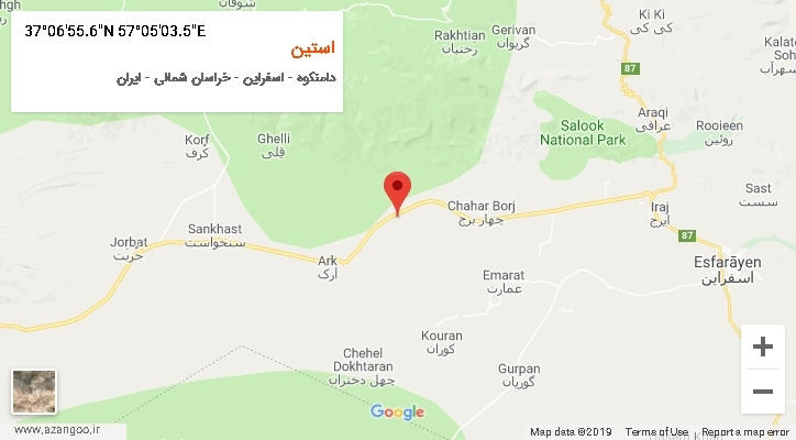 روستای استین بر روی نقشه