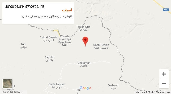 روستای آسیاب بر روی نقشه