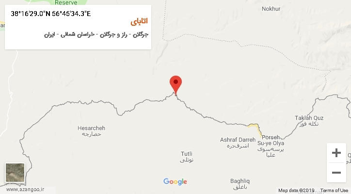 روستای اتابای بر روی نقشه