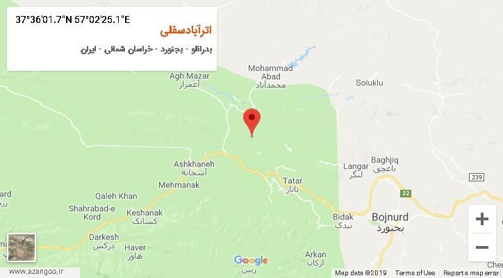 روستای اترآبادسفلی بر روی نقشه