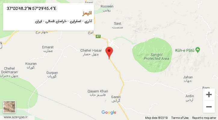 روستای اتیمز بر روی نقشه