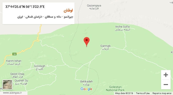 روستای اوشان بر روی نقشه