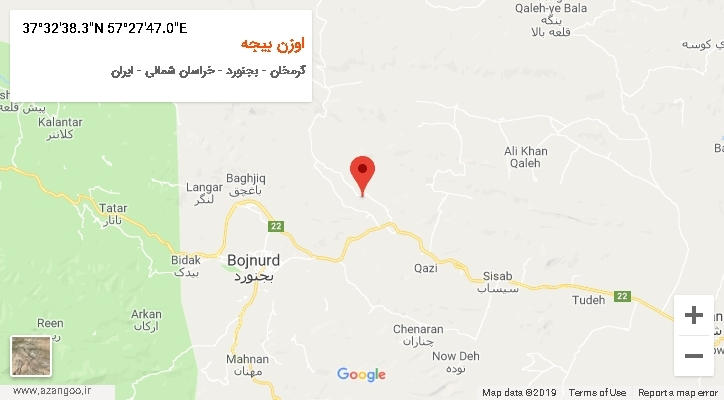 روستای اوزن بیجه بر روی نقشه