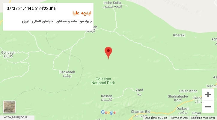 روستای اینچه علیا بر روی نقشه