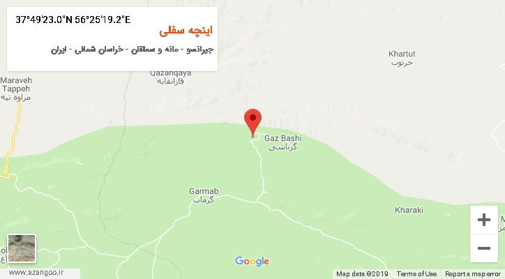 روستای اینچه سفلی بر روی نقشه