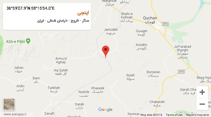 روستای اینجی بر روی نقشه