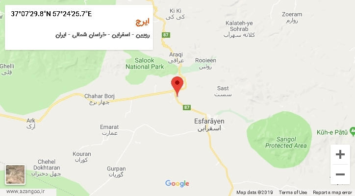روستای ایرج بر روی نقشه