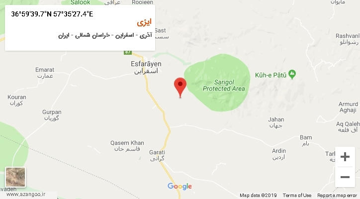 روستای ایزی بر روی نقشه