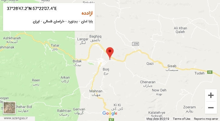 روستای ازادده بر روی نقشه