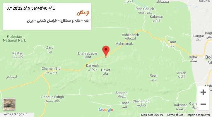 روستای ازادگان بر روی نقشه