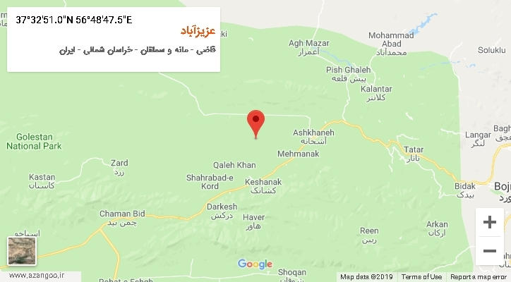 روستای عزیزآباد بر روی نقشه