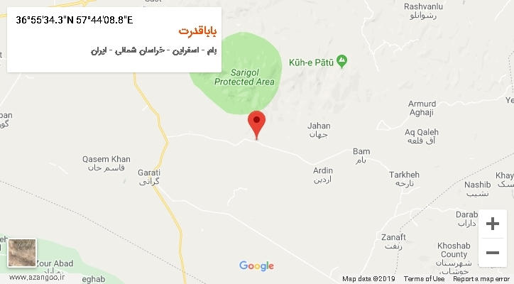 روستای باباقدرت بر روی نقشه