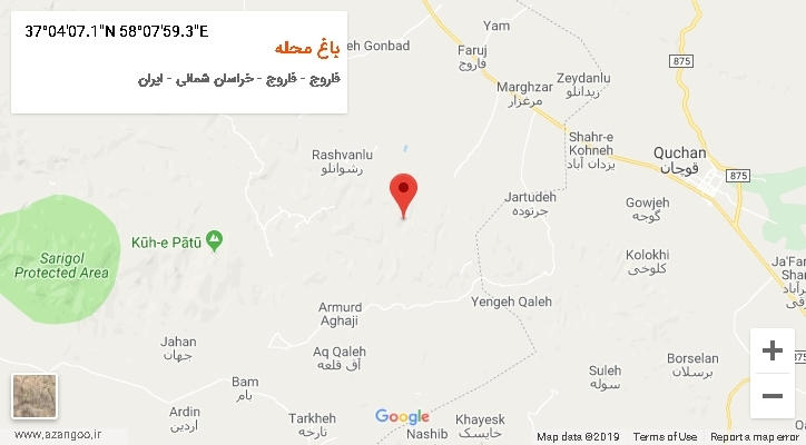 روستای باغ محله بر روی نقشه