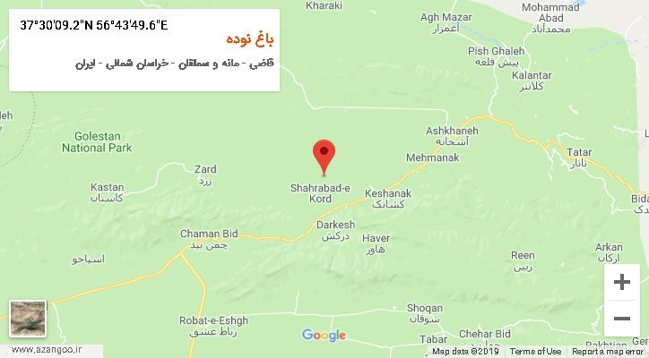 روستای باغ نوده بر روی نقشه