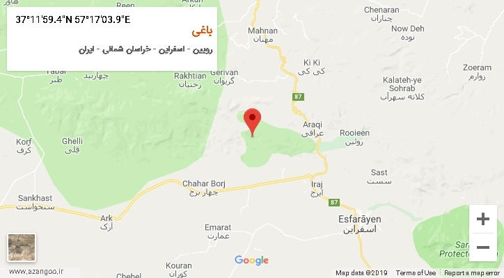 روستای باغی بر روی نقشه