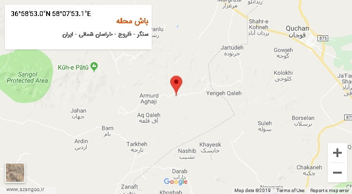 روستای باش محله بر روی نقشه