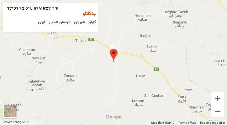 روستای بدکانلو بر روی نقشه