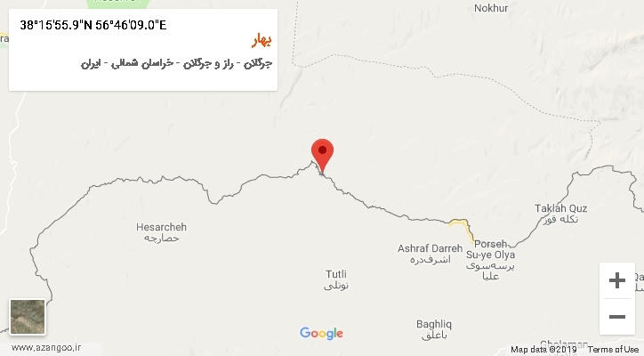روستای بهار بر روی نقشه