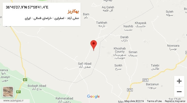 روستای بهکاریز بر روی نقشه