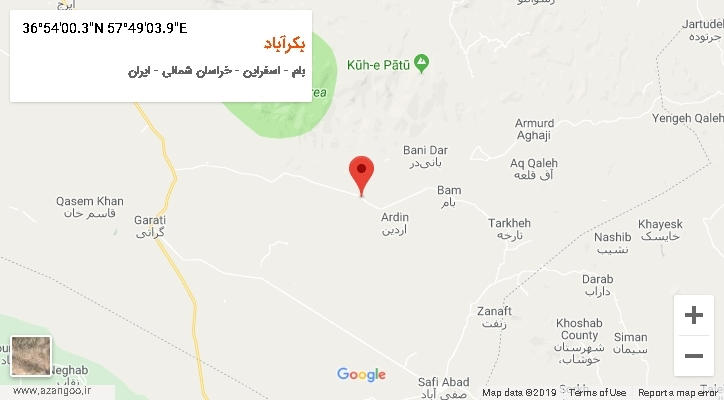 روستای بکرآباد بر روی نقشه