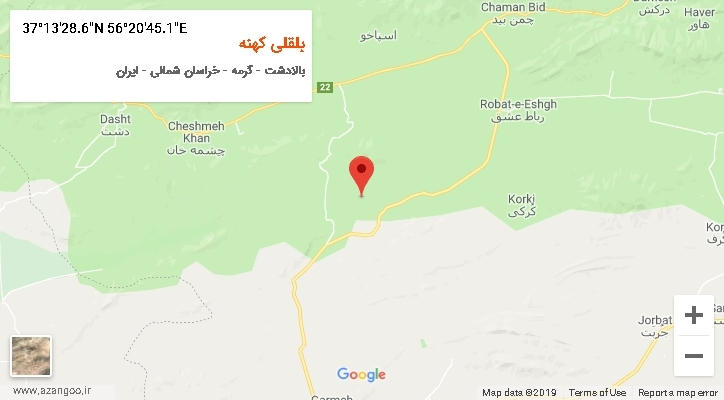 روستای بلقلی کهنه بر روی نقشه