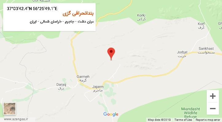 روستای بندانحرافی گزی بر روی نقشه