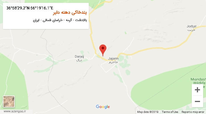 روستای بندخاکی دهنه دلبر بر روی نقشه