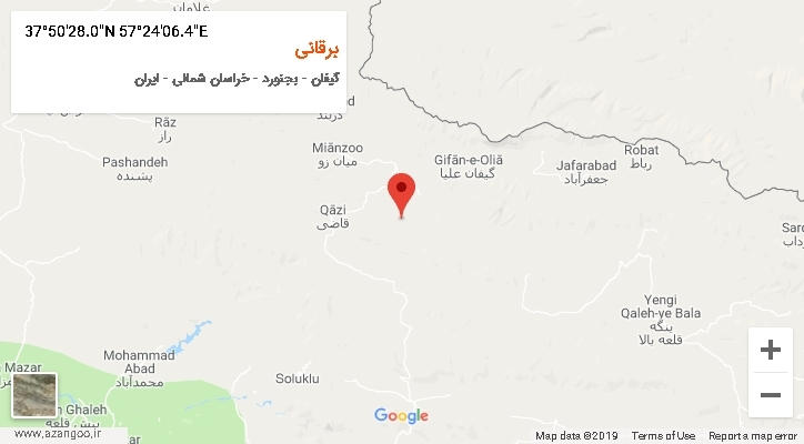روستای برقانی بر روی نقشه