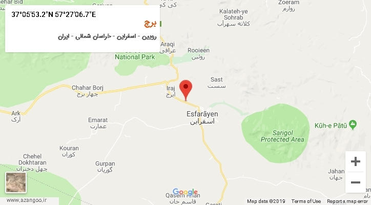 روستای برج بر روی نقشه