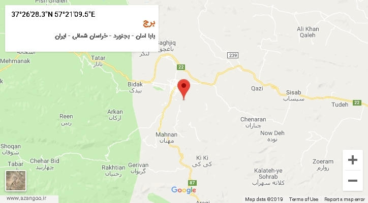 روستای برج بر روی نقشه