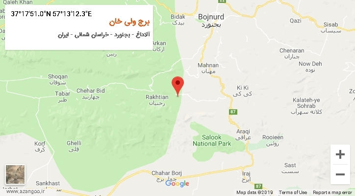 روستای برج ولی خان بر روی نقشه