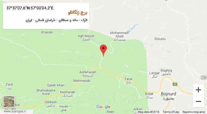 روستای برج زنگانلو بر روی نقشه