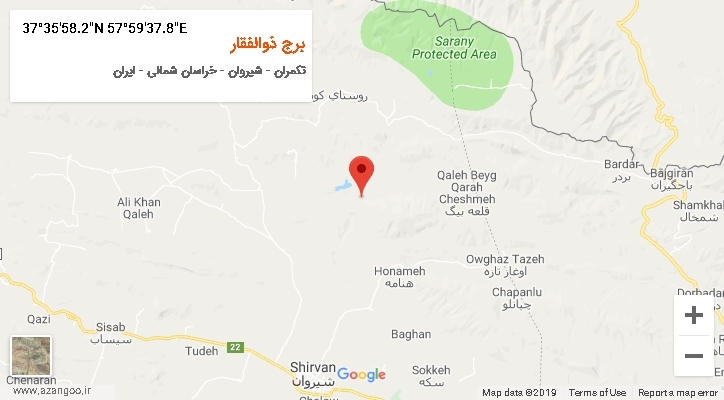 روستای برج ذوالفقار بر روی نقشه