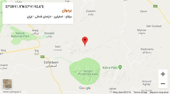 روستای برمهان بر روی نقشه