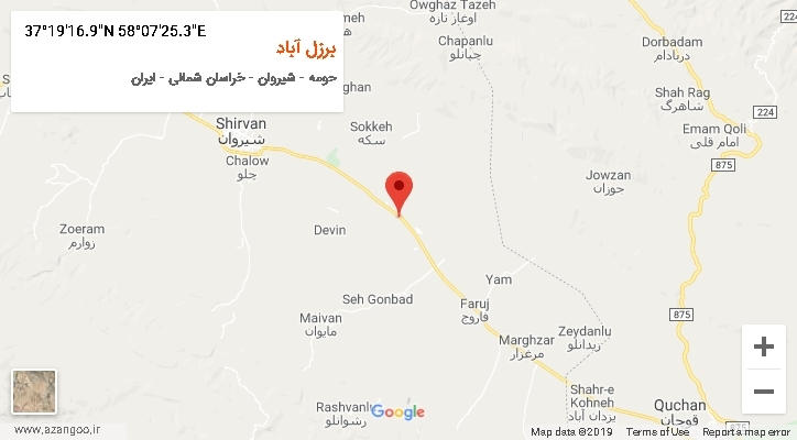روستای برزل آباد بر روی نقشه