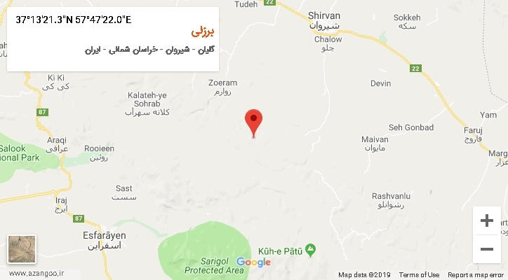 روستای برزلی بر روی نقشه