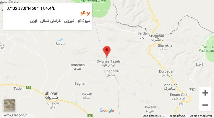 روستای بوانلو بر روی نقشه