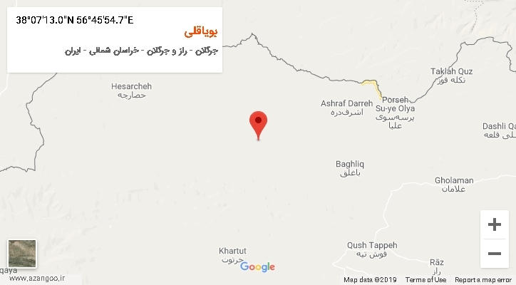 روستای بویاقلی بر روی نقشه