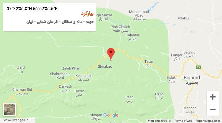 روستای بیارکرد بر روی نقشه