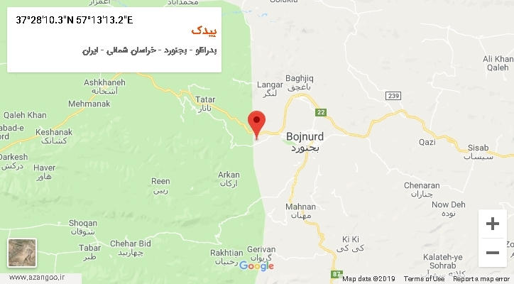 روستای بیدک بر روی نقشه