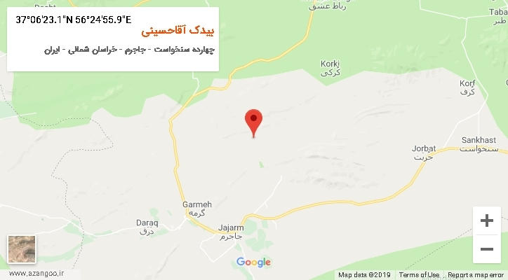 روستای بیدک آقاحسینی بر روی نقشه