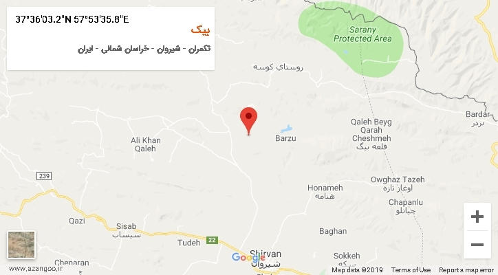 روستای بیک بر روی نقشه