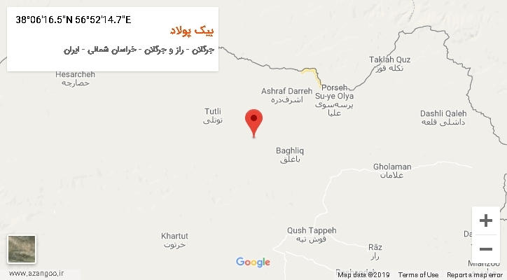 روستای بیک پولاد بر روی نقشه