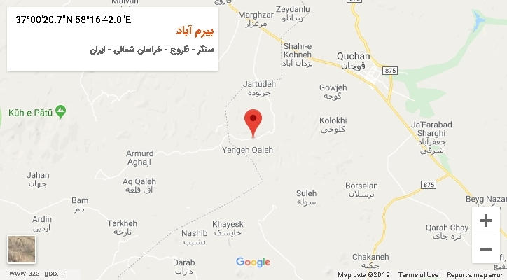 روستای بیرم آباد بر روی نقشه
