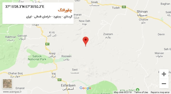 روستای چقورالنگ بر روی نقشه