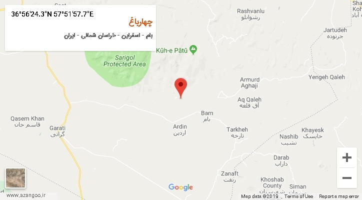 روستای چهارباغ بر روی نقشه