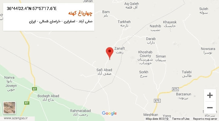روستای چهارباغ کهنه بر روی نقشه