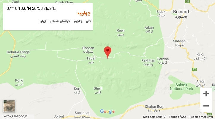 روستای چهاربید بر روی نقشه