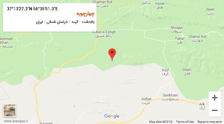 روستای چهارچوبه بر روی نقشه
